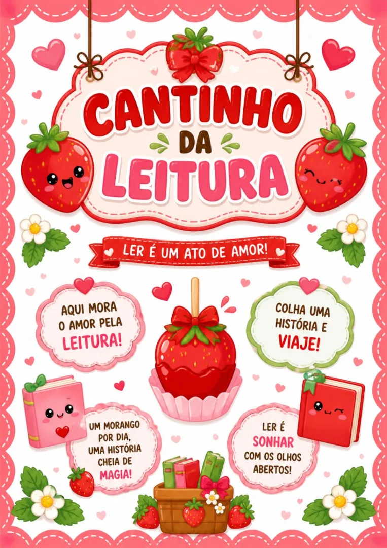 Cantinho da Leitura Morango do Amor — Pronto para Imprimir — imagem 2