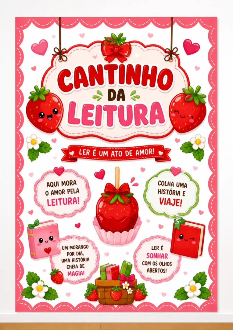 Cantinho da Leitura Morango do Amor — Pronto para Imprimir — imagem 3