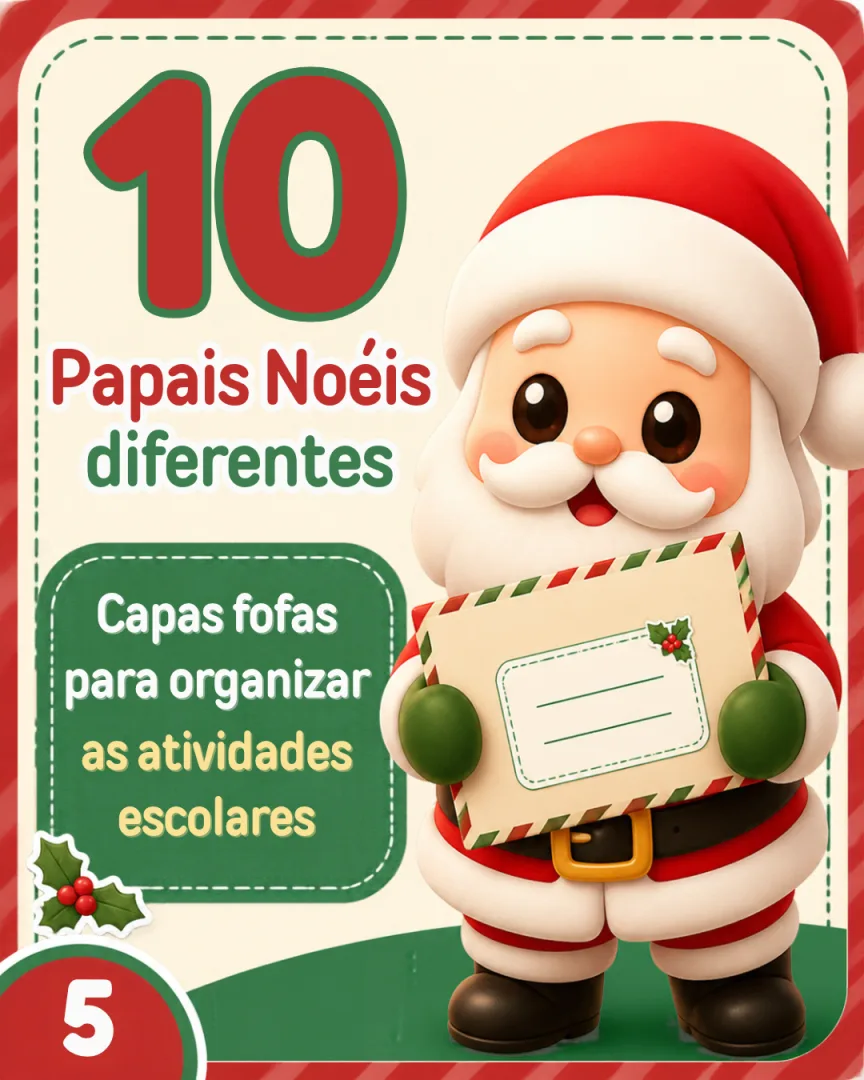 Capa para Envelope Minhas Avaliações - Natal - Educação Infantil e Anos Iniciais - PDF com 10 Páginas de papai noel — imagem 2