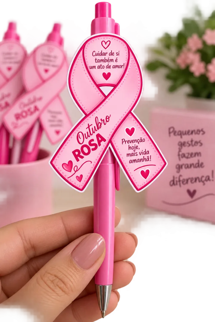 Card/ Tag Outubro Rosa- Laço da prevenção em PDF! — imagem 2