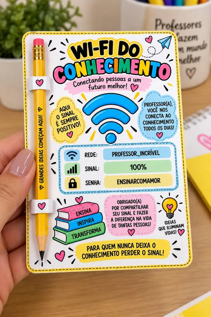 Cartão com Caneta – Lembrancinha para Professores em PDF! — imagem 3