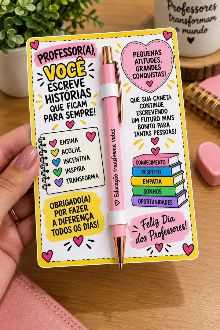 Cartão com Caneta – Lembrancinha para Professores em PDF! — imagem 4