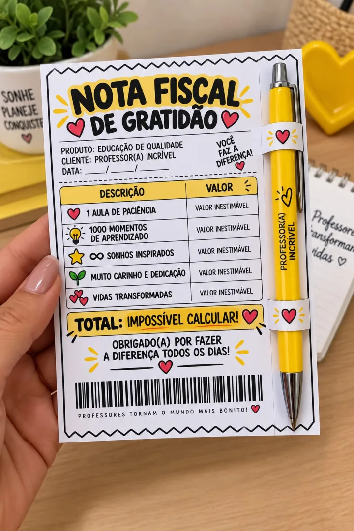 Cartão com Caneta – Lembrancinha para Professores em PDF! — imagem 5