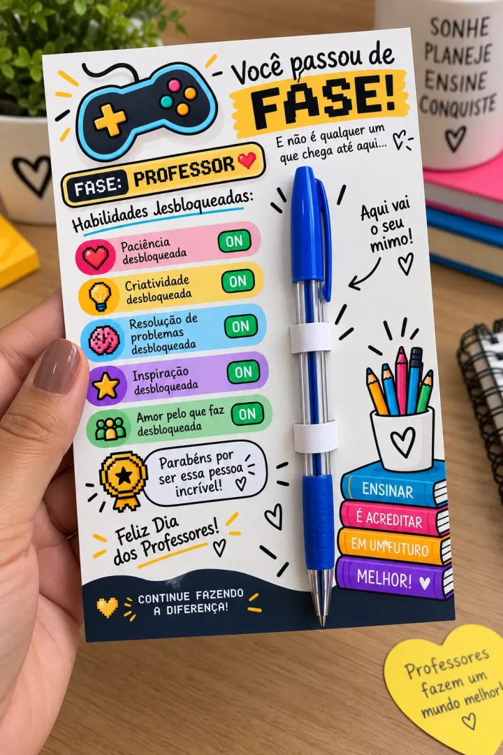 Cartão com Caneta – Lembrancinha para Professores em PDF! — imagem 6