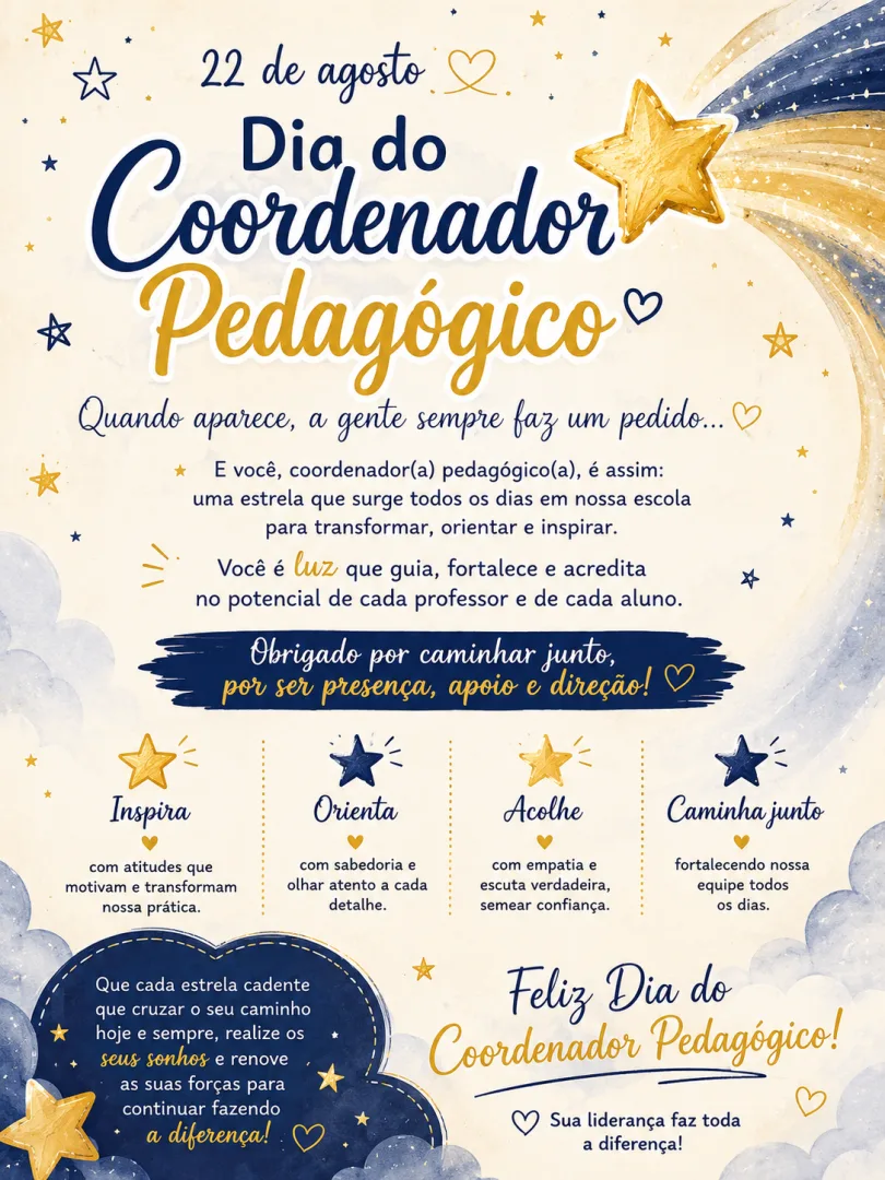 Cartão dia do coordenador pedagógico - Estrela Cadente🌟  — imagem 2