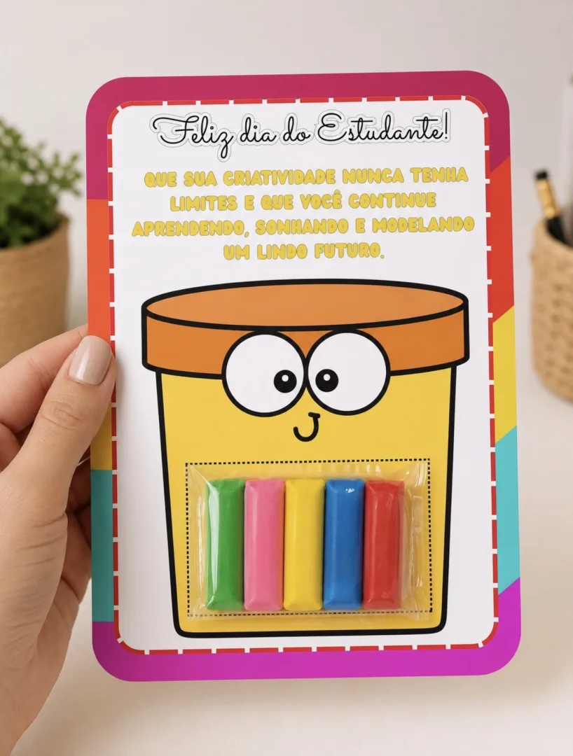 Cartão lembrancinha dia do estudante para massinha  — imagem 2