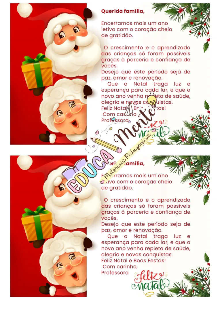 ❤️ CARTÃO PARA FAMÍLIA EM FINAL DE ANO LETIVO — imagem 2
