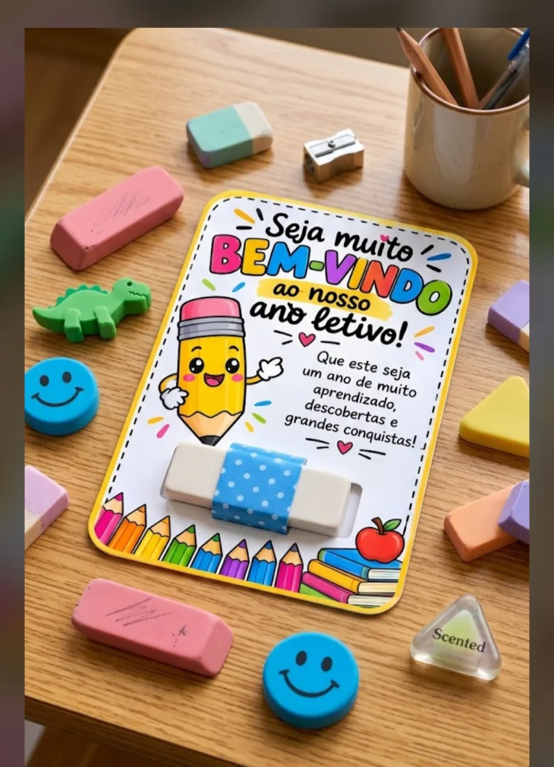 Cartão porta borracha volta às aulas PDF Ensino infantil e fundamental  — imagem 4