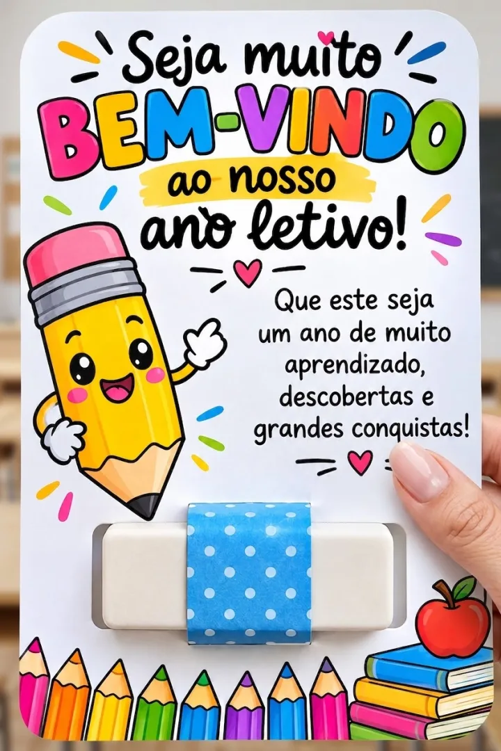 Cartão porta borracha volta às aulas PDF Ensino infantil e fundamental  — imagem 2