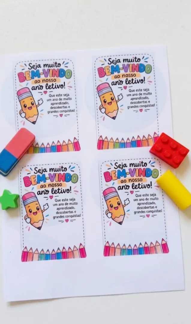 Cartão porta borracha volta às aulas PDF Ensino infantil e fundamental  — imagem 3