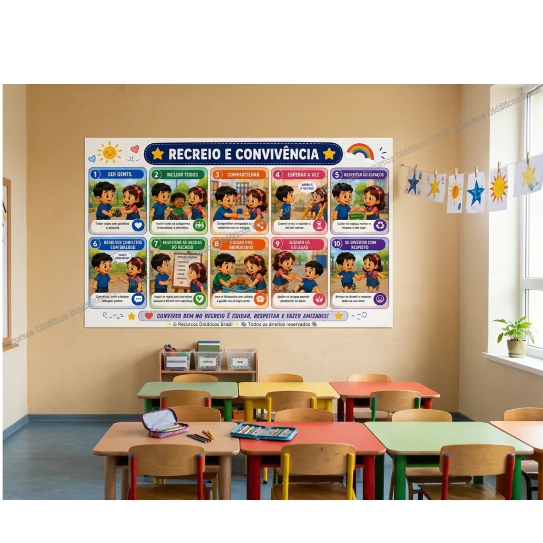 Cartaz Atitudes Conviver no Recreio Infantil Fundamental PDF/PNG — imagem 3