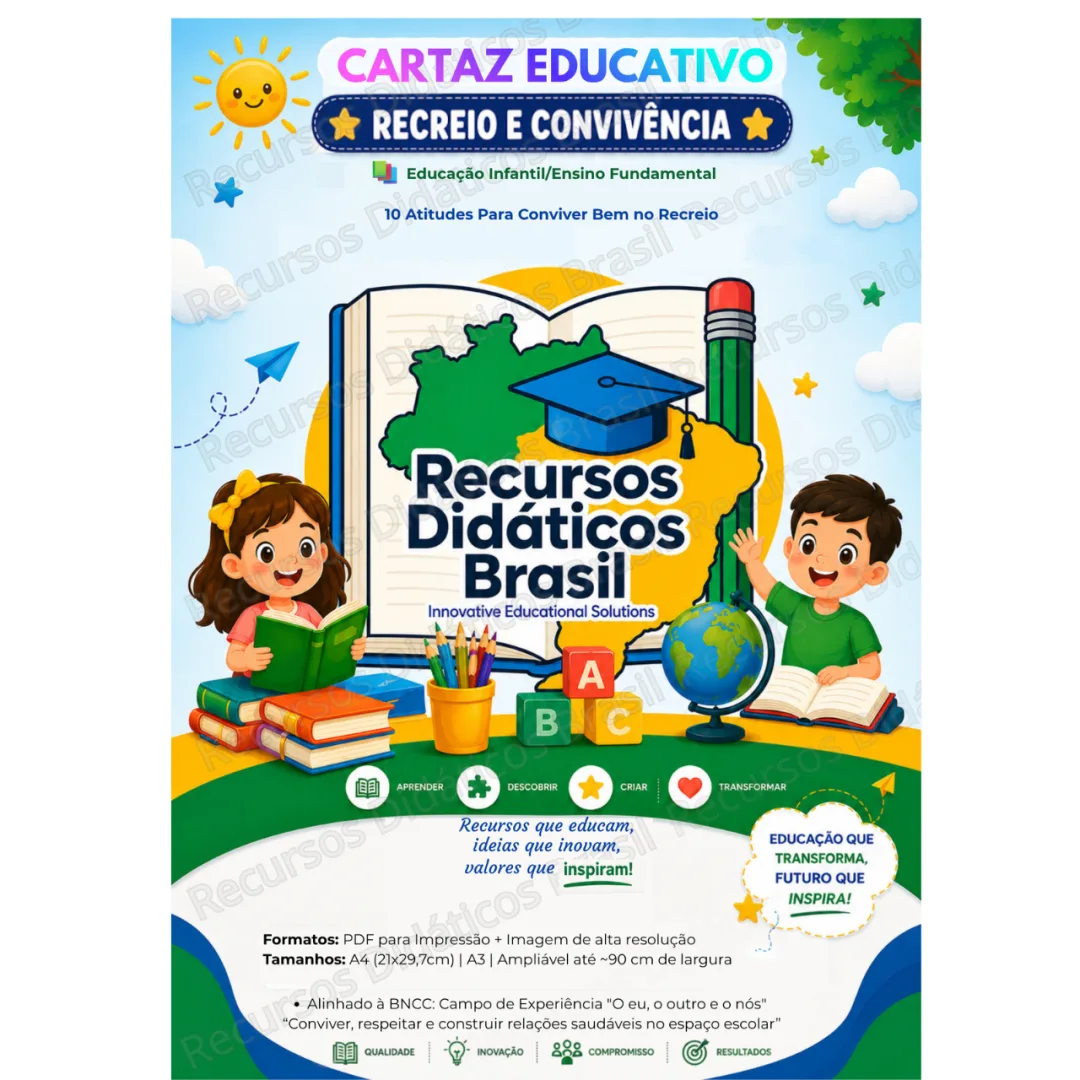 Cartaz Atitudes Conviver no Recreio Infantil Fundamental PDF/PNG — imagem 4