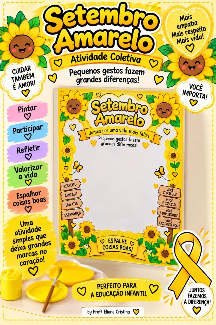 Cartaz Atividade Coletiva Carimbo de Mão Setembro Amarelo em PDF — imagem 3