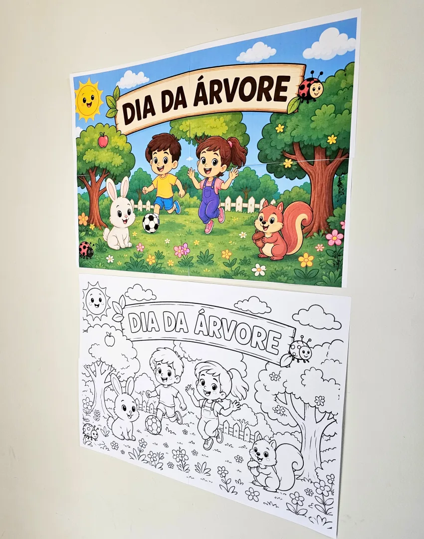 Cartaz Coletivo Dia da Árvore em PDF: Versão Colorida e para Colorir — imagem 2