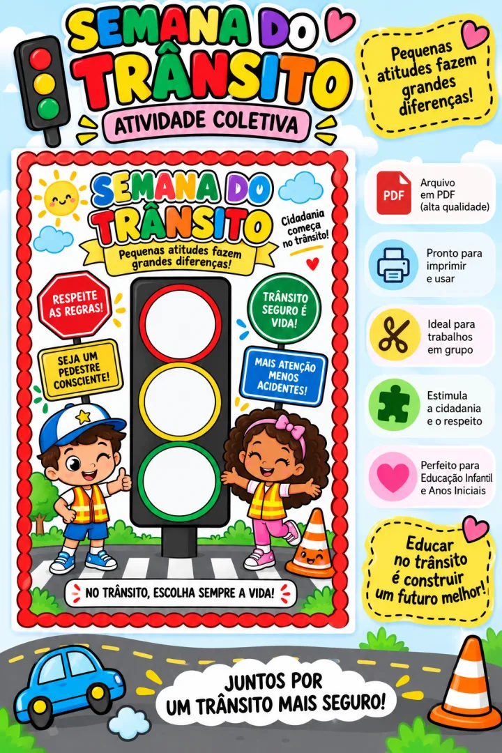 Cartaz Coletivo Trânsito - Educação Infantil - PDF 10 Partes — imagem 4