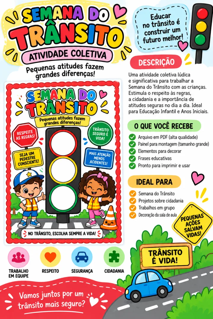 Cartaz Coletivo Trânsito - Educação Infantil - PDF 10 Partes — imagem 5