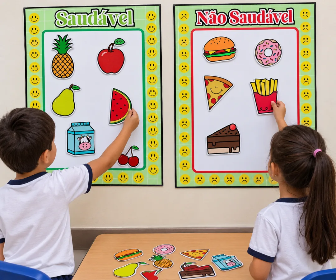 Cartaz de Alimentos Saudáveis e Não Saudáveis - Educação Infantil - PDF — imagem 2