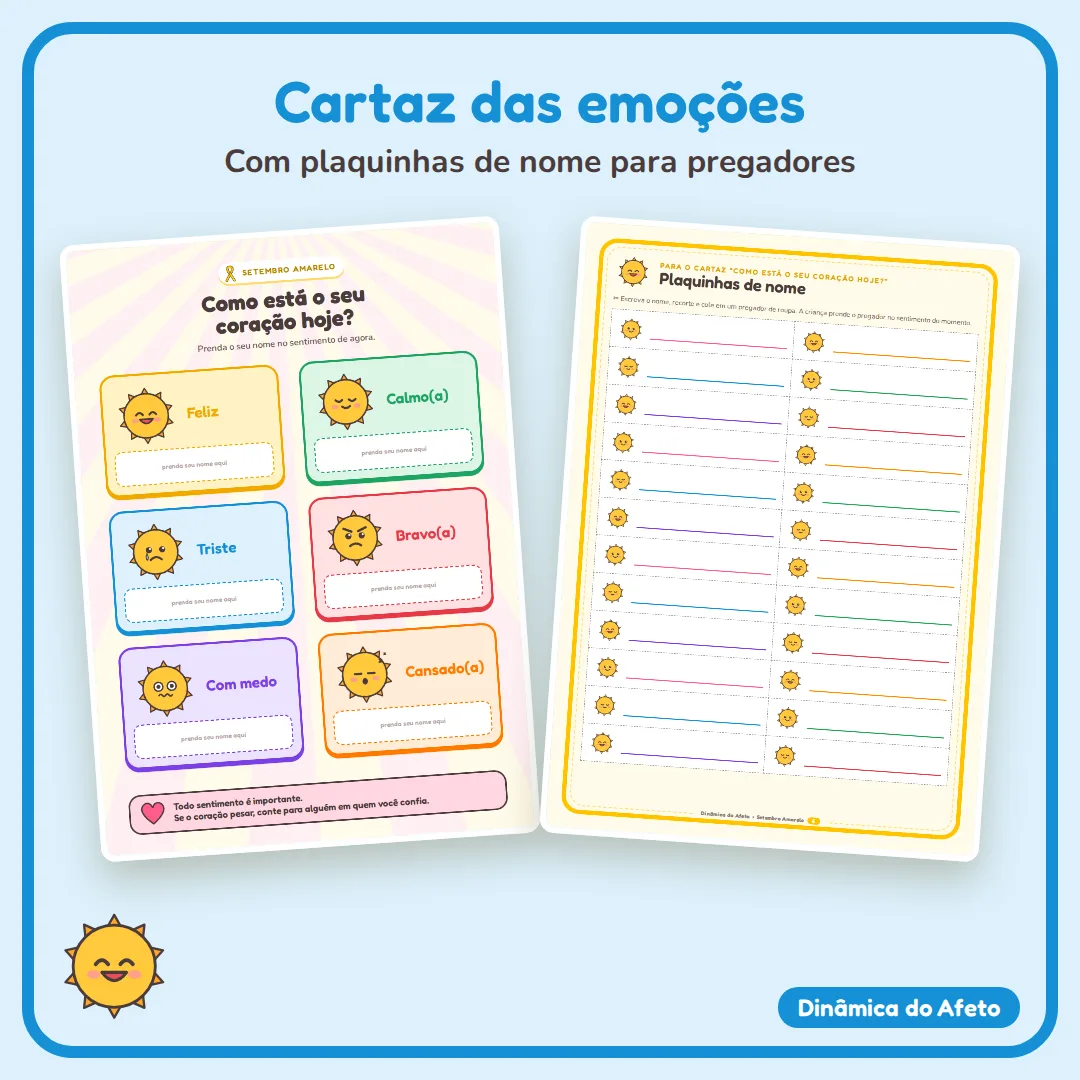 Cartaz de Dinâmica de Afeto para Setembro Amarelo (Educação Infantil e Anos Iniciais em PDF) — imagem 3