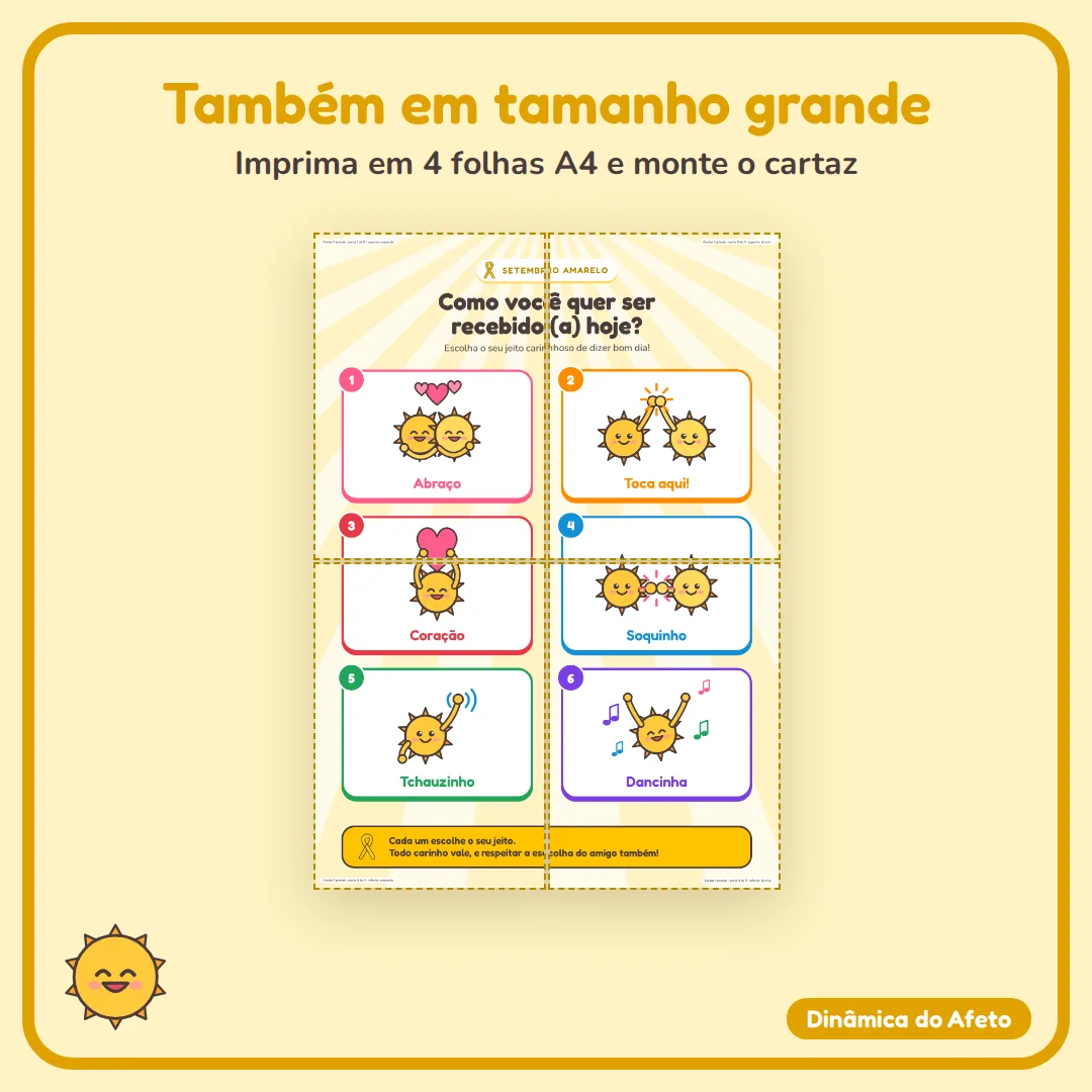 Cartaz de Dinâmica de Afeto para Setembro Amarelo (Educação Infantil e Anos Iniciais em PDF) — imagem 5