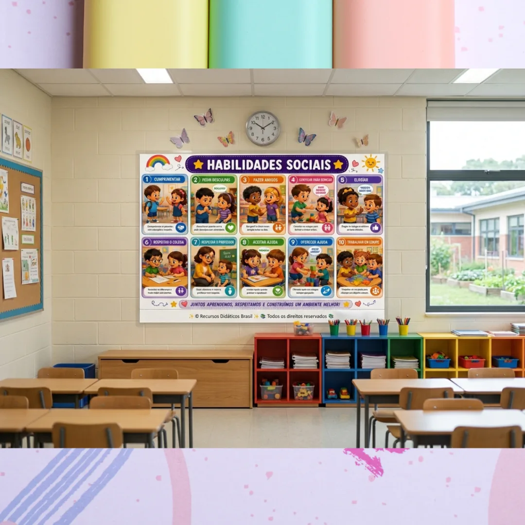 Cartaz Habilidades Sociais Educação Infantil Fundamental PDF PNG — imagem 3