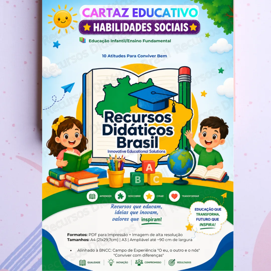 Cartaz Habilidades Sociais Educação Infantil Fundamental PDF PNG — imagem 2