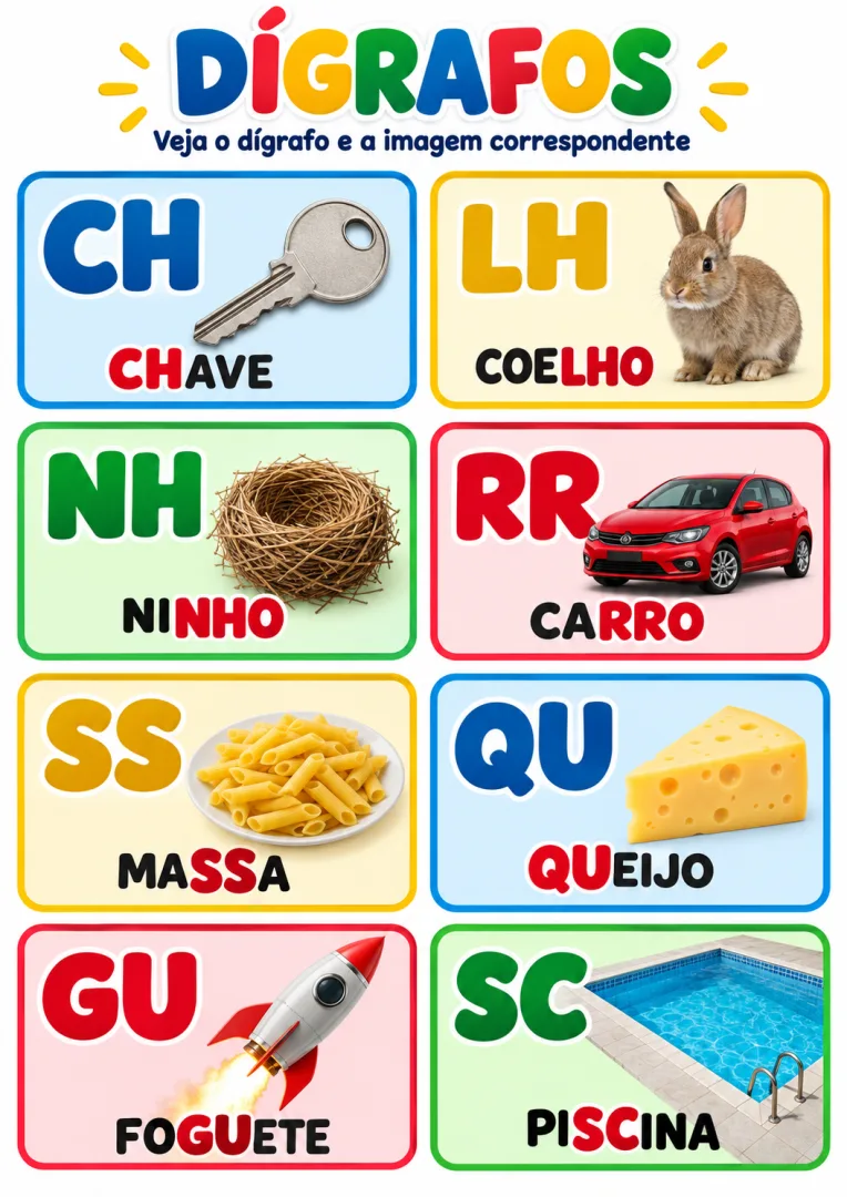 Cartaz Ilustrativo Dígrafos em PDF 3º, 4º e 5º — imagem 2