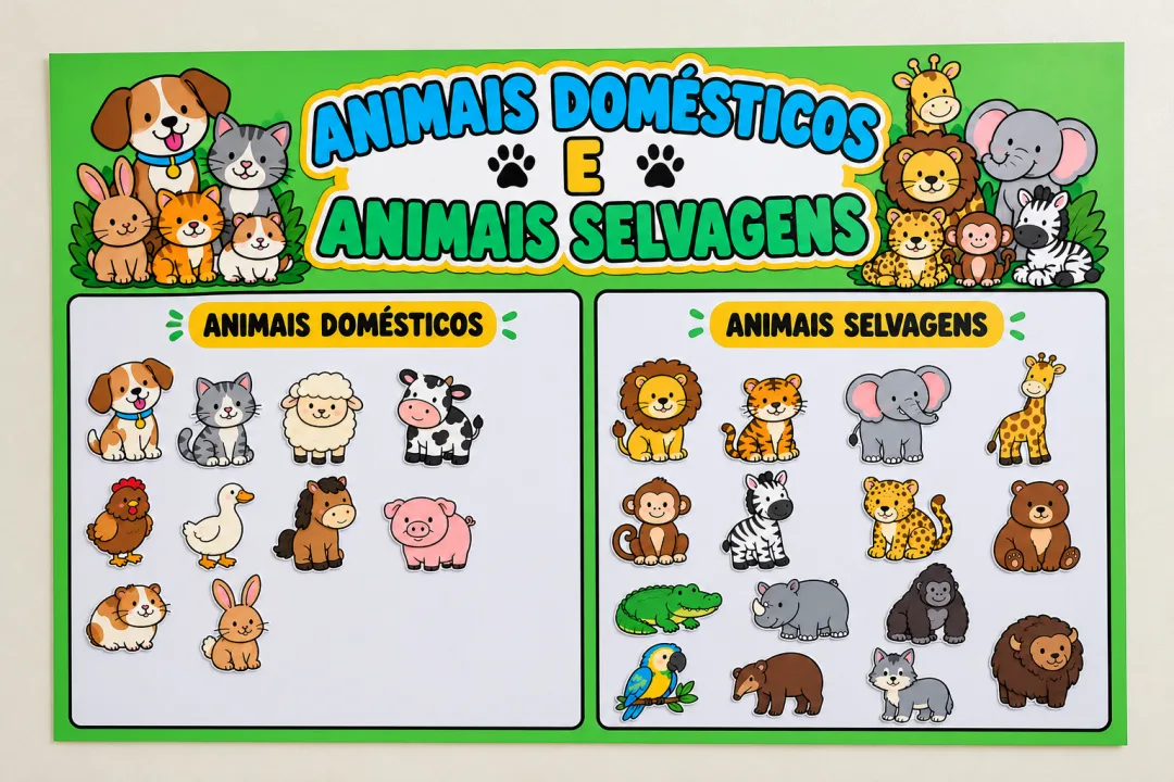 Cartaz Interativo: Animais Domésticos e Selvagens - Educação Infantil - PDF — imagem 2