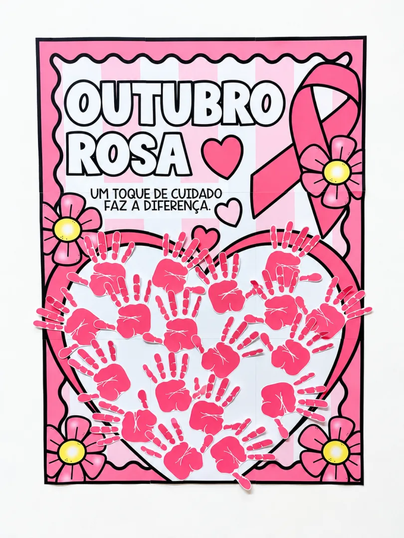 Cartaz Outubro Rosa para Montar e Decorar a Escola — imagem 2
