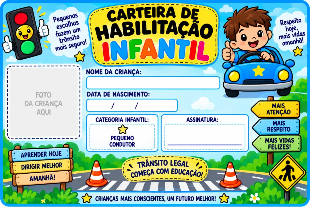 Carteira de Habilitação Infantil – Menina e Menino em PDF — imagem 4