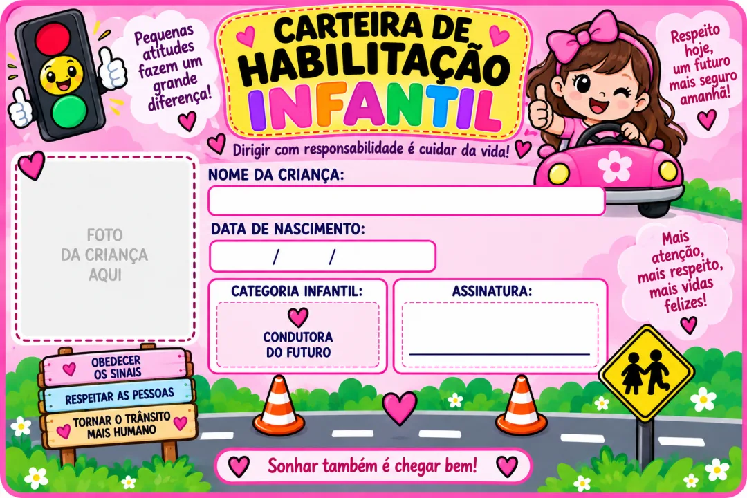 Carteira de Habilitação Infantil – Menina e Menino em PDF — imagem 5