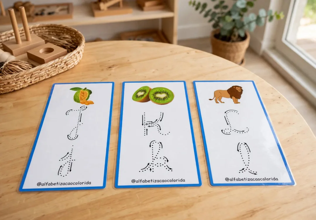 Cartões Alfabeto Cursivo Ilustrado A ao Z em PDF — imagem 2