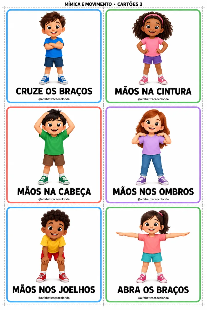 Cartões de Gestos e Movimentos em PDF – 24 Desafios de Imitação Infantil — imagem 4