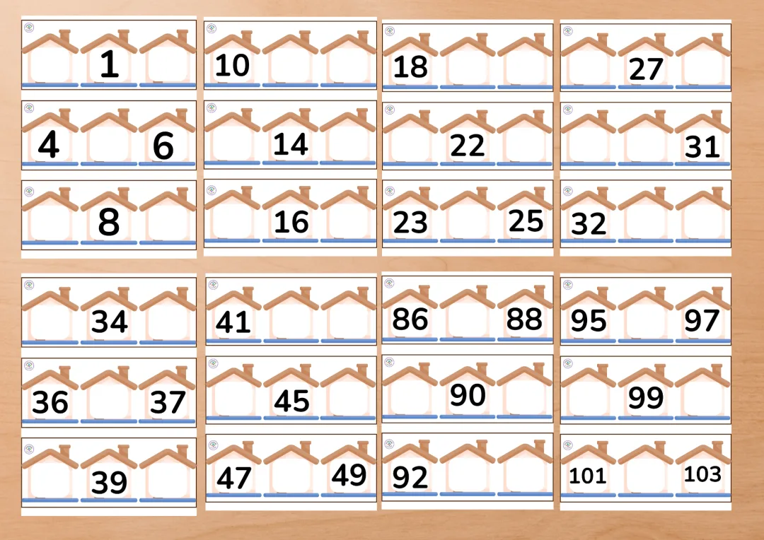 Cartões dos Números de 0 a 103 para completar| Em casas PDF — imagem 3