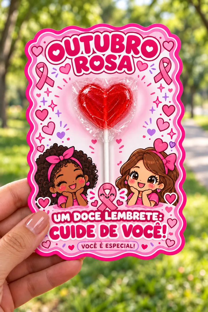 CARTÕES OUTUBRO ROSA 💗🎀 UM DOCE LEMBRETE DE QUE CUIDAR DE SI É UM ATO DE AMOR! ✨ CARTÕES COM CORES VIVAS, ILUSTRAÇÕES  — imagem 5