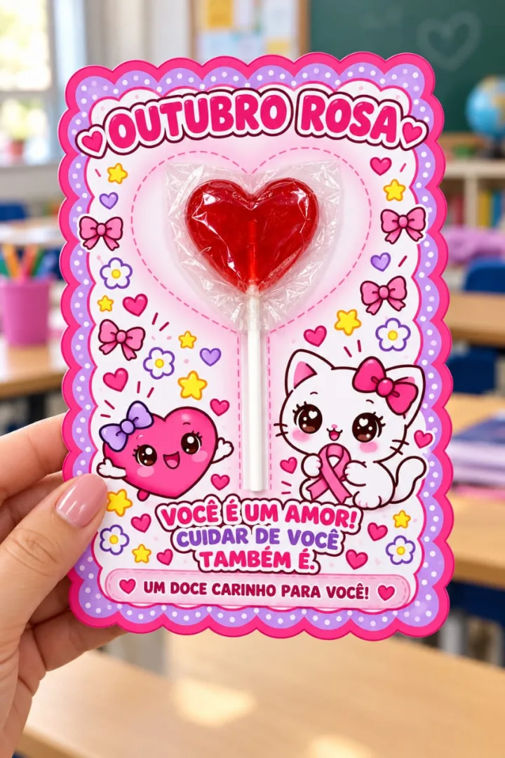 CARTÕES OUTUBRO ROSA 💗🎀 UM DOCE LEMBRETE DE QUE CUIDAR DE SI É UM ATO DE AMOR! ✨ CARTÕES COM CORES VIVAS, ILUSTRAÇÕES  — imagem 3