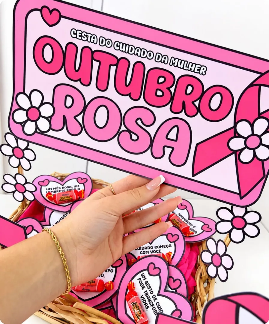 Cesta de Mensagens Outubro Rosa - Lembrancinha para Educação Infantil - PDF — imagem 4