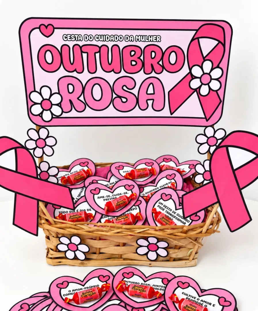 Cesta Outubro Rosa para Imprimir em PDF - Lembrancinhas — imagem 2