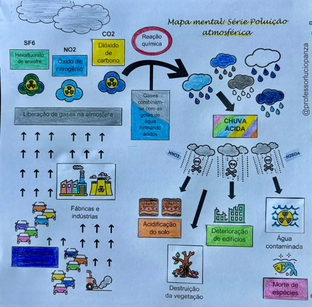 Chuva Ácida Mapa Mental Recorte e Colagem em PDF 7° Ano — imagem 2