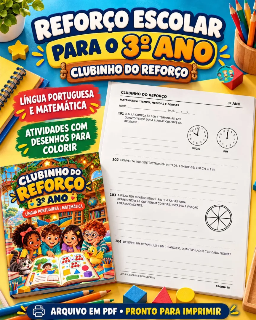 📚 CLUBINHO DO REFORÇO — 3º ANO ✏️✨ 💰9,99 Mais apoio para ensinar, revisar e praticar Língua Portuguesa e Matemática!   — imagem 2