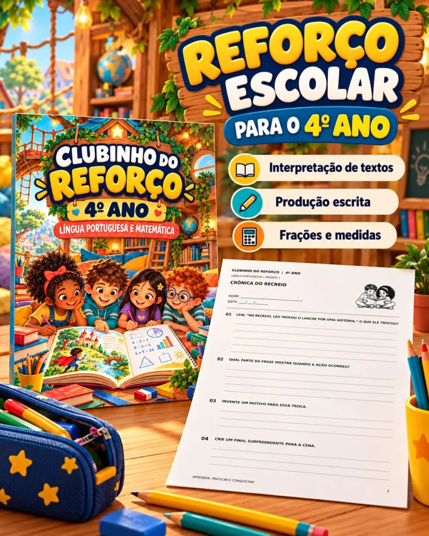 📚✨ CLUBINHO DO REFORÇO — 4º ANO 💰9,99 Mais prática para fortalecer a aprendizagem em Língua Portuguesa e Matemática!   — imagem 2