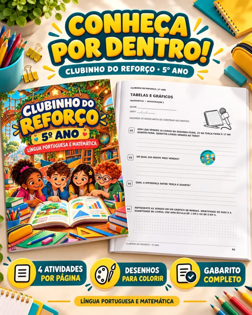 📚✨ CLUBINHO DO REFORÇO — 5º ANO  💰9,99 Um material para reforçar a aprendizagem com atividades de Língua Portuguesa e  — imagem 2