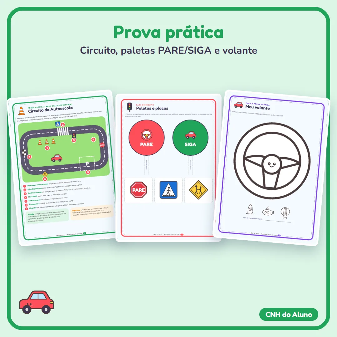 CNH do Aluno para Semana do Trânsito: Carteirinha + Prova Teórica e Prática Ed. Infantil e Anos Iniciais em PDF — imagem 5