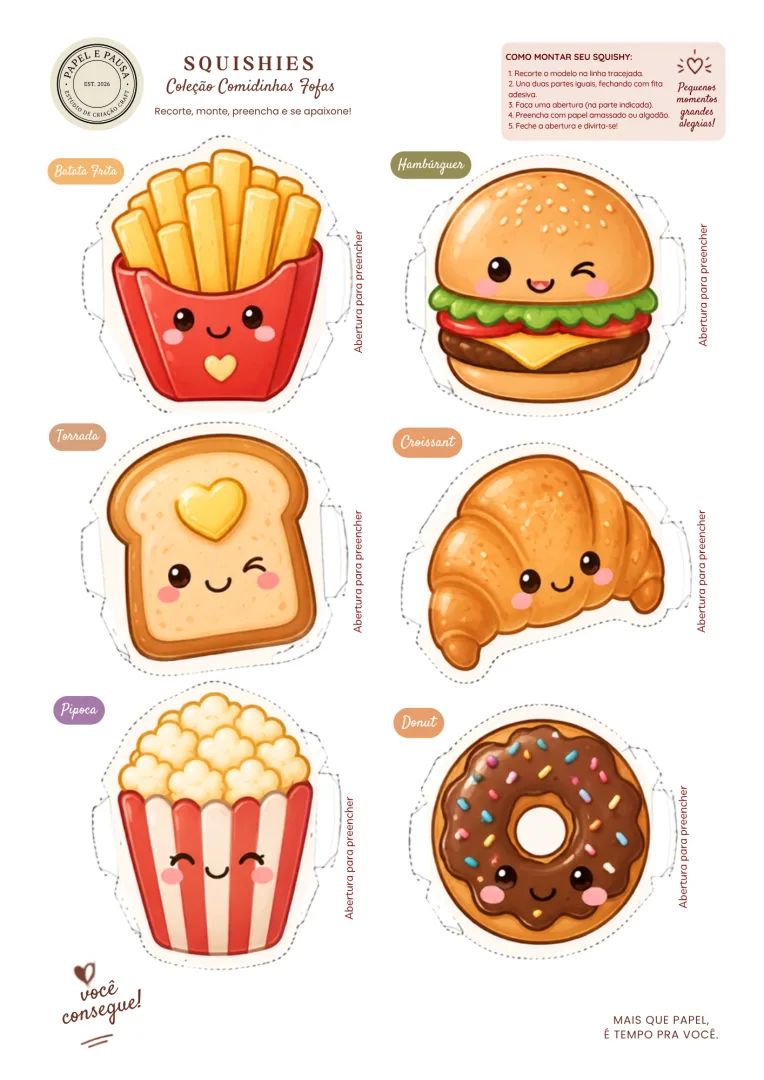 Coleção Comidinhas Fofas - 24 Squishies - PDF - Para crianças a partir dos 5 anos sob a supervisão de um adulto — imagem 3