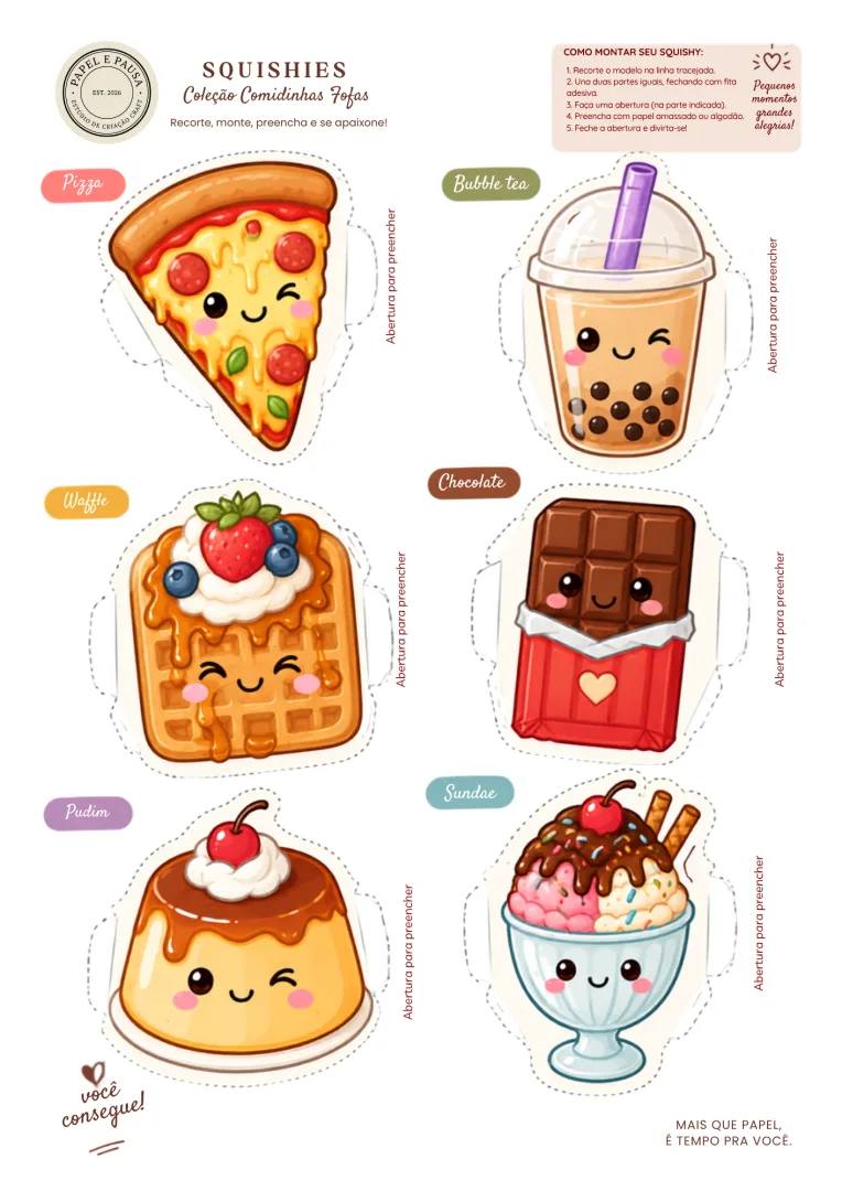 Coleção Comidinhas Fofas - 24 Squishies - PDF - Para crianças a partir dos 5 anos sob a supervisão de um adulto — imagem 4