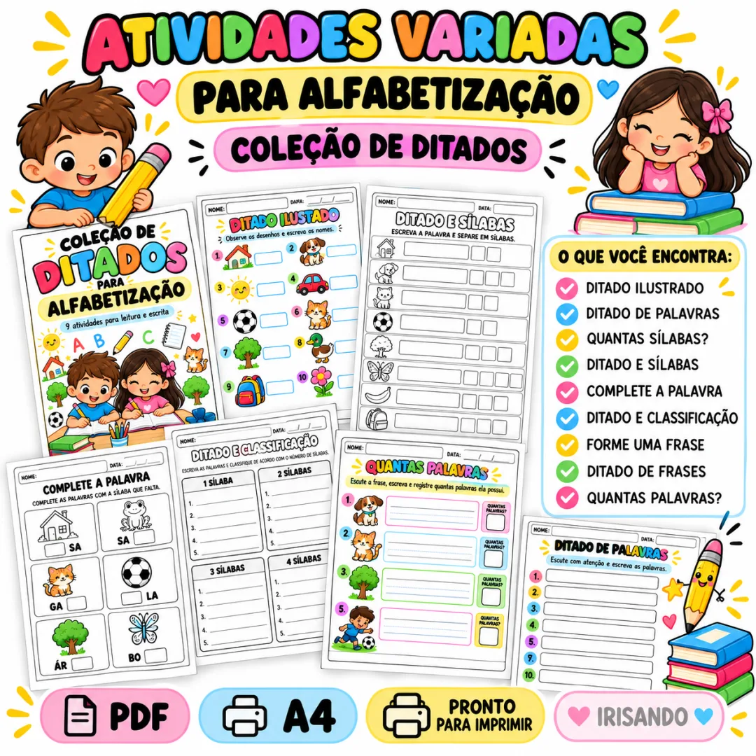COLEÇÃO DE DITADOS PARA ALFABETIZAÇÃO ✏️📚- PDF — imagem 3