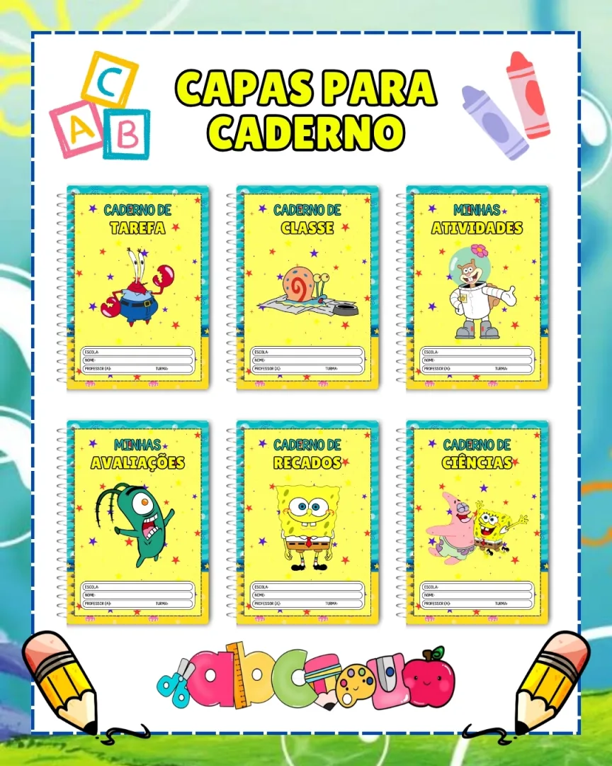 COMBO DE CAPAS PARA CADERNO: BOB SPONJA — imagem 2