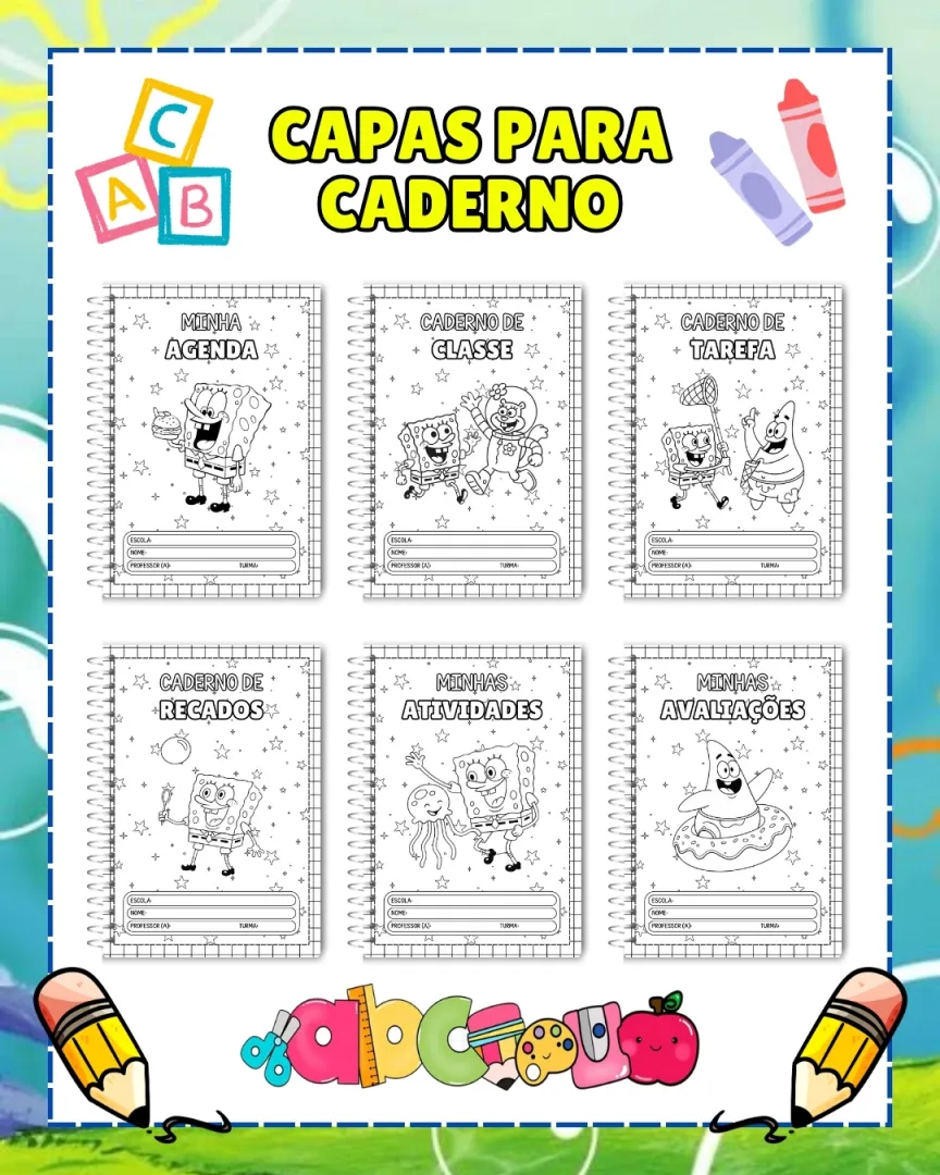 COMBO DE CAPAS PARA CADERNO: BOB SPONJA — imagem 3
