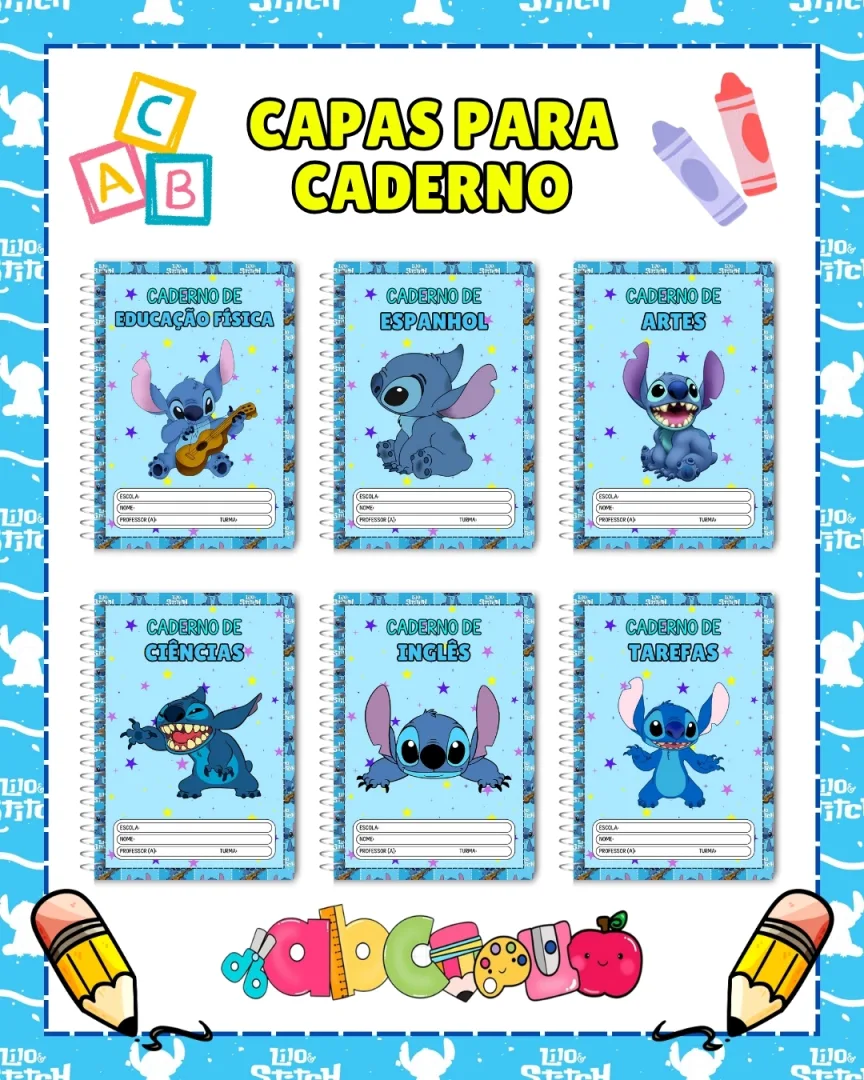 COMBO DE CAPAS PARA CADERNO: STITCH — imagem 2