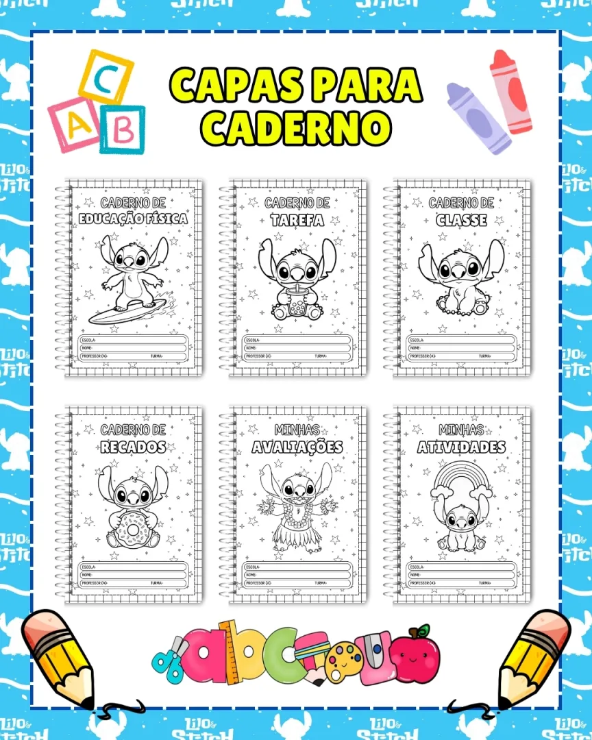 COMBO DE CAPAS PARA CADERNO: STITCH — imagem 3