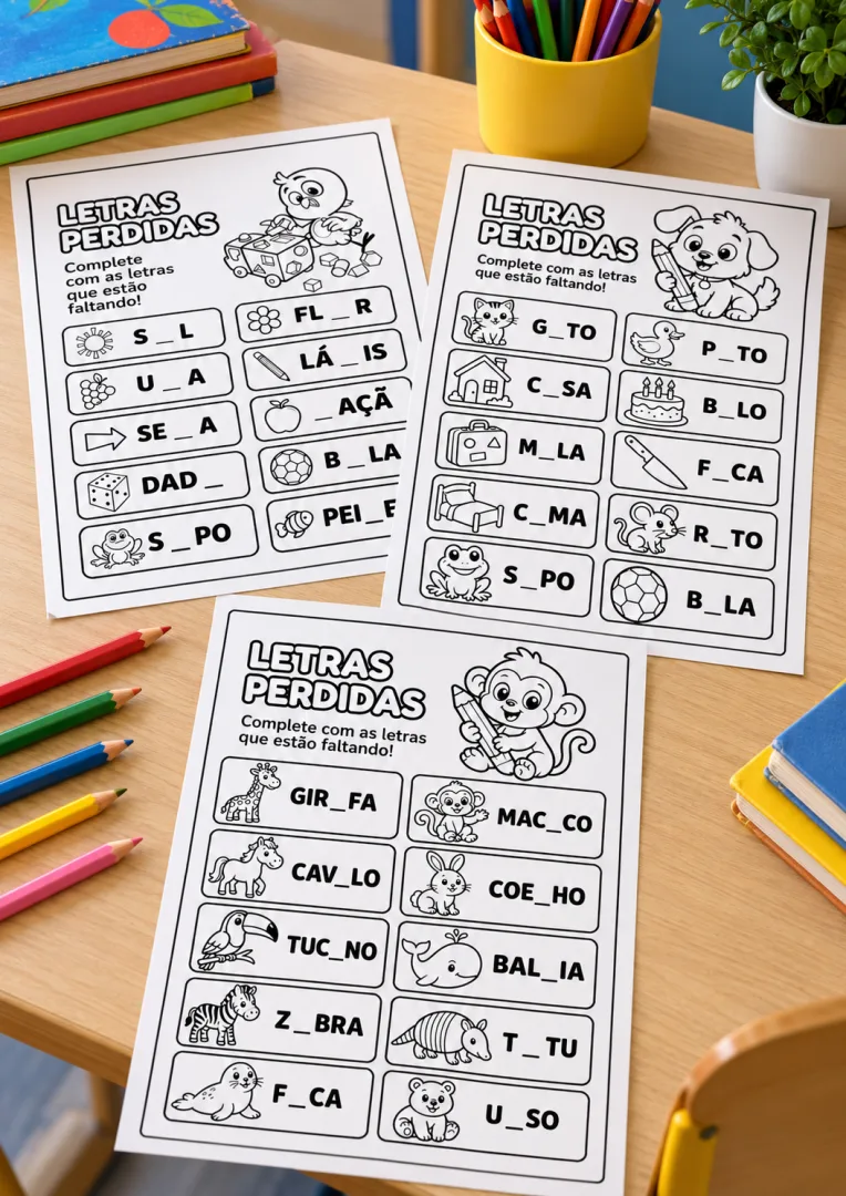 Complete as Palavras – Letras Perdidas em PDF com 10 Páginas — imagem 3